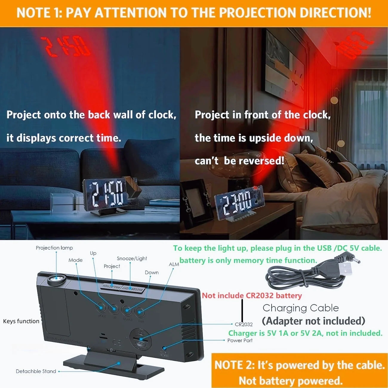 Multifunktionaler Projektionswecker| Perfekt fürs Schlafzimmer